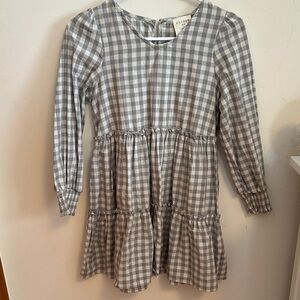 Stylish Gray Checkered Kids Dress